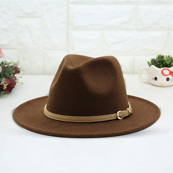 Holzkary Fedora Hat Wide Brim Summer Beach Sun Cap Panama Hat for Men Women Western Cowboy Hat for Women Classic Roll Up Buckle Belt Women Retro Wide Brim Cowboy Hat D M
