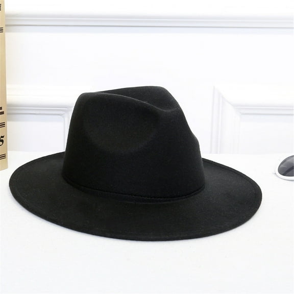 Holzkary Fedora Hat Wide Brim Summer Beach Sun Cap Panama Hat for Men Women Women's Crushable Wool Felt Outback Hat Panama Hat Wide Brim Black One Size
