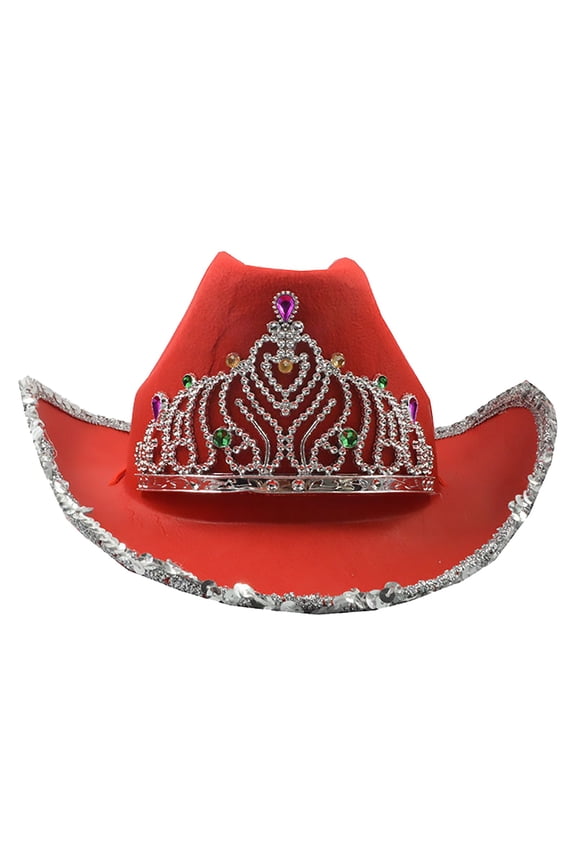 Fedora Hat Wide Brim Summer Beach Sun Cap Panama Hat for Men Women Women's Sequin Crown Cowboy Hat Western Cowboy Hat Red One Size