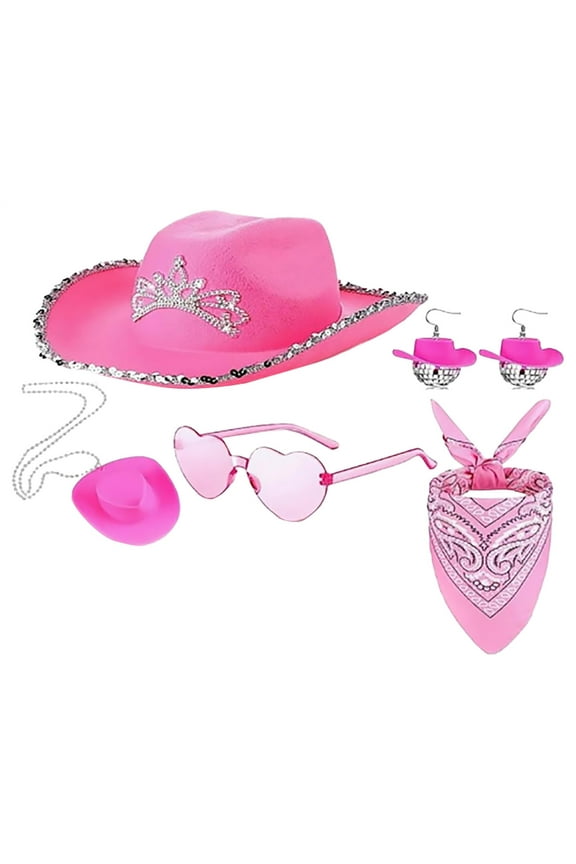 Fedora Hat Wide Brim Summer Beach Sun Cap Panama Hat for Men Women Women's Western Cowboy Hat Scarf Mardi Two Piece Set Pink One Size