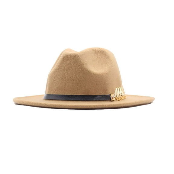 Holzkary Fedora Hats for Men Women Felt Jazz Hat Wide Brim Panama Hat with Belt Buckle Womens Panama Hat Classic Belt Hat Wool Buckle Wide Floppy Caps