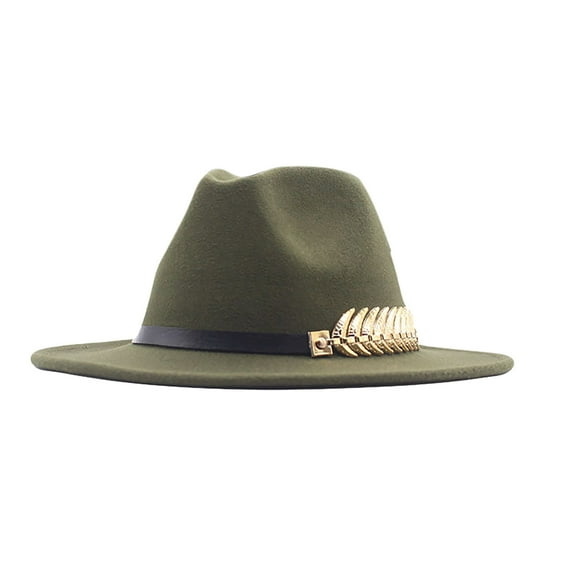 Holzkary Fedora Hats for Men Women Felt Jazz Hat Wide Brim Panama Hat with Belt Buckle Womens Panama Hat Classic Belt Hat Wool Buckle Wide Floppy Caps