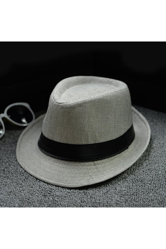 Fedora Hats for Men Women Short Brim Unisex Summer Beach Style 1920S Party Accessories,Retro Jazz Hat Soild British Sun Hat Classic Panama Hat Men and Women Jazz Hat Soild British Sun Hat Tr