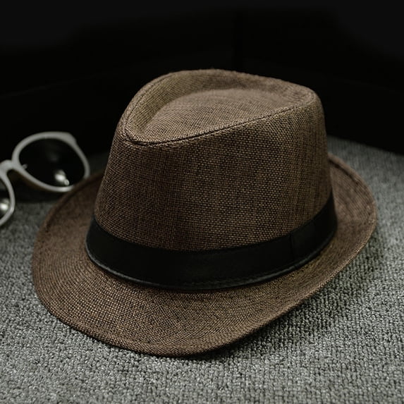 Holzkary Fedora Hats for Men Women Short Brim Unisex Summer Beach Style 1920S Party Accessories,Retro Jazz Hat Soild British Sun Hat Classic Panama Hat Men and Women Jazz Hat Soild British Sun Hat Tr