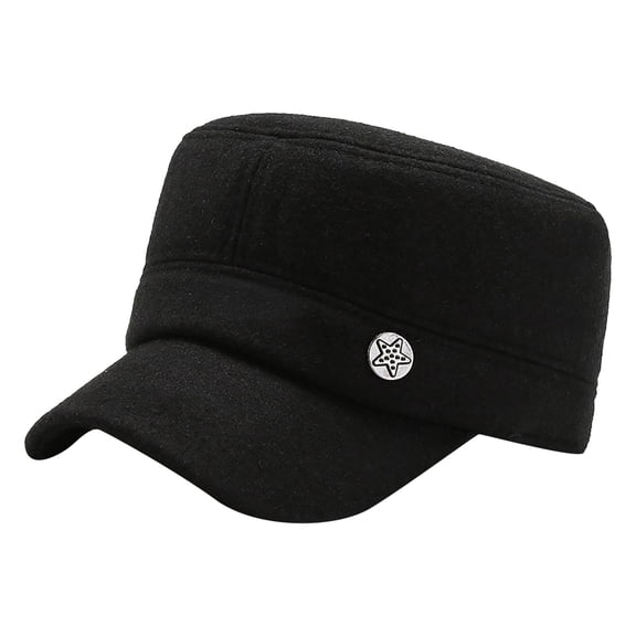 Holzkary Flat Caps Hats for Men 2025 Trendy Men Thickening Warm Ear Hundred with Casual Outdoor Hat Winter Hat Black One Size