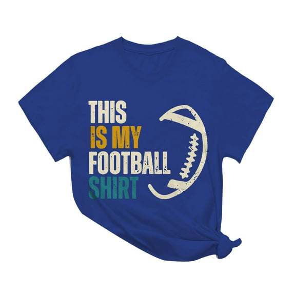 Holzkary Football Shirts for Women Game Day Tshirt Sunday Football Graphic Tee Top Funday Shirt Blouse Lady This Is My Football Shirt Baseball Short Sleeved T Shirt Top Blue 3Xl