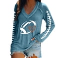 thumbnail image 1 of Holzkary Football Sweatshirts for Women Game Day Heart Football Graphic Hoodies Pullover Crew Neck Long Sleeve Mom Shirts Rugby Sportswear with Distinctive Print Top Rugby Heart Print T Shirt Blue 3Xl, 1 of 6