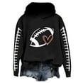 thumbnail image 1 of Holzkary Game Day Hooded Sweatshirt for Women Sweatshirt Heart Football Graphic Hoodies Fall Long Sleeve Tops Football Mom Funny Football Graphic Shirt Long Sleeve Game Day Pullover Hoodies Black L, 1 of 4