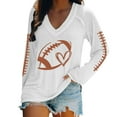 thumbnail image 1 of Holzkary Game Day Shirts Women Football Graphic Shirts Gameday Football Season Shirt Team Fan Long Sleeve Tops Women's Football Lover Casual V Neck Long Sleeve T Shirt White 3Xl, 1 of 4