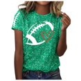thumbnail image 1 of Holzkary Game Day Shirts Women Football Season Sequin Print Shirts Short Sleeve Football Graphic Pullover Tops Game Day Outfits Women's Rugby Love Print Round Neck Short Sleeve Top T Shirt Green Xl, 1 of 5