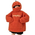 thumbnail image 1 of Holzkary Halloween Pumpkin Hoodie for Women Pumpkin Face Long Sleeve Tops Fall Hoodie Party Pullover Halloween Plush Hoodie Fall Winter Pumpkin Head Plush Holiday Sweatshirt Fuzzy Pullover Orange L, 1 of 9