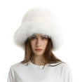 thumbnail image 1 of Holzkary Hat for Women Men 2025 Trendy Fuzzy Bucket Hat Fashion Warm Winter Hat Fluffy Furry Plush Faux Hats Fishing Hat Bucket Hats for Women 2024 White One Size, 1 of 8