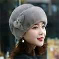 thumbnail image 1 of Holzkary Hat for Women Men 2025 Trendy Winter Middle and Elderly Women's Hats Winter Faux Flower Decor Hats Elderly Hats Mothers Grandma Old Ladies Hats Grey One Size, 1 of 4