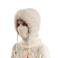 thumbnail image 1 of Holzkary Hat for Women Men 2025 Trendy Winter Knitted Hat Warm Cycling Ski Women Windproof Hood Heavyweight Thermal Fleece Beige One Size, 1 of 6