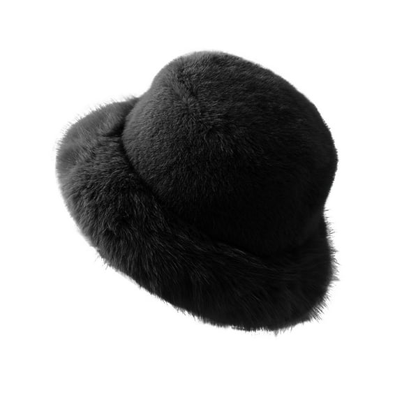 Holzkary Hat for Women Men 2025 Trendy Women's Autumn Winter Plush Thickened Warm Solid Color Plush Hat Fisherman's Hat Black One Size