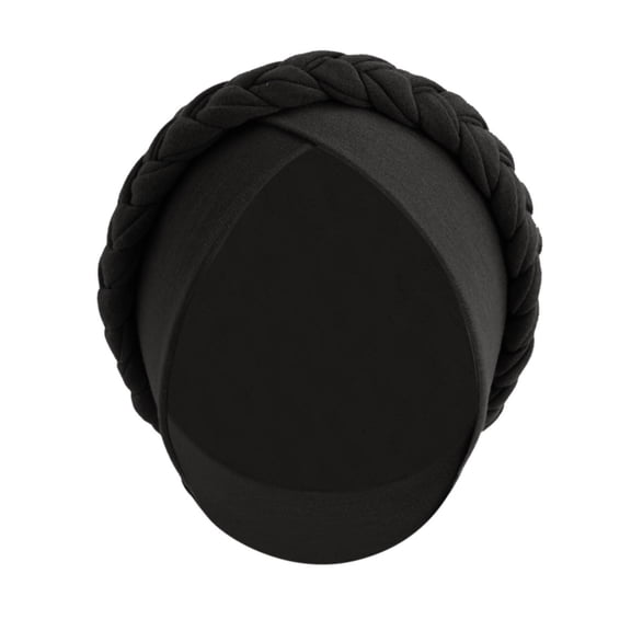 Holzkary Head Wraps for Women Braided Bandeau Turban Headwrap Chemical Headscarf Non Slip Beanie Caps Hair Towel Wrap Inner Hijab Caps Muslim Head Coverings for Hair Loss Black One Size