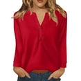 thumbnail image 1 of Holzkary Henley Long Sleeve Shirts for Women, Lightweight Long Sleeve Tops for Women Loose Fit Basic Pullover with Button Long Sleeve Tops 2025 Autumn Womens Neck T Shirts Casual Shirts Uk Red Xxl, 1 of 9