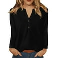 thumbnail image 1 of Holzkary Henley Long Sleeve Shirts for Women, Lightweight Long Sleeve Tops for Women Loose Fit Basic Pullover with Button Long Sleeve Tops 2025 Autumn Womens Neck T Shirts Casual Shirts Uk Black S, 1 of 9