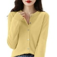 thumbnail image 1 of Holzkary Lightweight Cardigan Sweaters for Women Button Down Cardigan Long Sleeve Casual Crew Neck Soft Knit Cardigans Sweater Tops Cardigans for Women Crochet Sweaters for Women Yellow Xl, 1 of 4