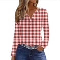 thumbnail image 1 of Holzkary Long Sleeve Shirts for Women Women's Round Neck Long Sleeve Top Halloween Printed Casual Loose T Shirt V Neck Polka Dot Graphic Tees Shirts Button Down Dressy Blouses Red M, 1 of 9
