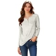thumbnail image 1 of Holzkary Long Sleeve Shirts for Women Ladies Casual Daily Spring and Autumn Printed 3/4 Sleeve Tops 3/4 Beige M, 1 of 9