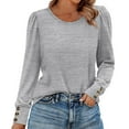 thumbnail image 1 of Holzkary Long Sleeve Tops for Women 2025 Spring Fashion T Shirts for Women Crewneck Casual Loose Shirts Basic Tee Shirts Buttons Cuff Tops Fall Lightweight Sweaters Fashion 2025 Light Ashy Xl, 1 of 4