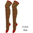 thumbnail image 1 of Holzkary Womens Thigh High Socks Athletic Stripe Cute Colorful Over The Knee High Sock Colorful Long Tube Sock Halloween Costumes Christmas High Long Stockings Over Knee Socks Christmas Party Costume, 1 of 4