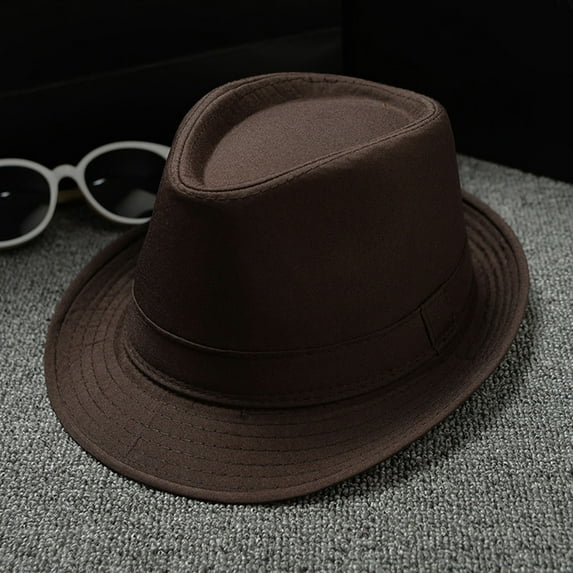 Holzkary Men's Classic Fedoras Hats Vintage Summer Outdoor Beach Sun Cap Short Brim Fedora Panama Jazz Hat for Men Women Men and Women Uni British Solid Color Jazz Hat Sun Hat