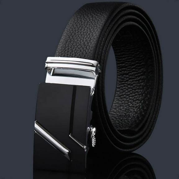 Holzkary Men's Ratchet Leather Belt for Dress Pants and Jeans with Adjustable Buckle, Trim To Fit Mens Belt, Belt Leather, Slide Belt with Easier Adjustable Buckle