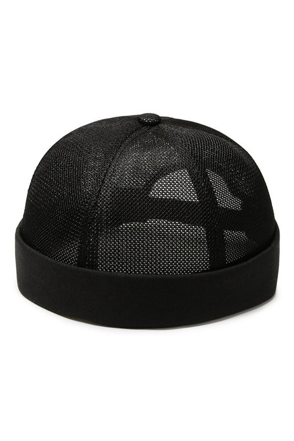 Men's Summer Mesh Brimless Docker Beanie Caps Fashion Outdoor Hip-Hop Sailor Stylish Skull Caps Men Solid Cap Mesh Quick Drying Adjustable Breathable Sport