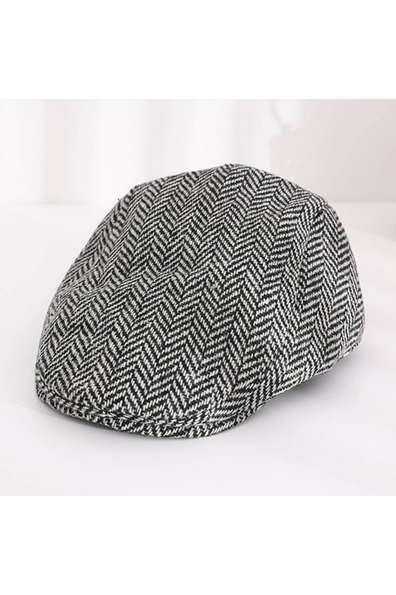 Newsboy Cap for Men Adjustable Herringbone Tweed Wool Hats Blend Flat Cap Ivy Cabbie Driving Hat Children Beret Fashionable and Comfortable New Cap Role Playing Beret