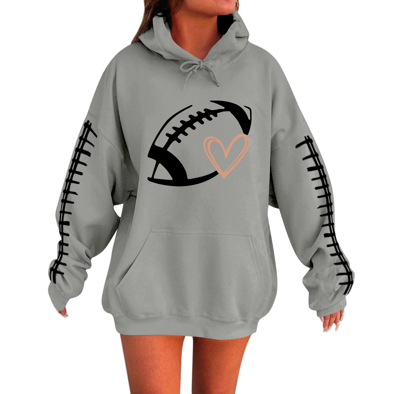 Holzkary Oversized Football Sweatshirts for Women Graphic Hoodie 