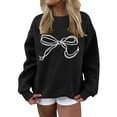 thumbnail image 1 of Holzkary Oversized Sweatshirt for Women Crewneck Bow Print Long Sleeve Pullover Hoodies Tops Fall Fashion Outfits Clothes 2025 Bow Graphic Sweatshirts Pullover Sweatshirts Pullover Tops Black Xl, 1 of 5