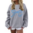 thumbnail image 1 of Holzkary Oversized Sweatshirt for Women Crewneck Bow Print Long Sleeve Pullover Hoodies Tops Fall Fashion Outfits Clothes 2025 Bow Graphic Sweatshirts Pullover Sweatshirts Pullover Tops Grey Xxl, 1 of 5