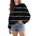 thumbnail image 1 of Holzkary Oversized Sweatshirt for Women Warm Soft Printed Shirt Winter Sweatshirts Tops Loose Fit Casual Long Sleeve Striped Sweatshirt Comfy Fall Winter Outfits Clothes 2025 Fashion Black Xxl, 1 of 7