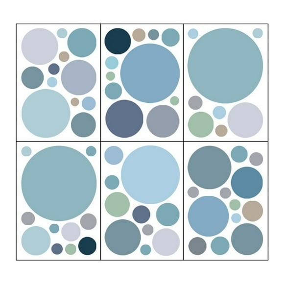 Holzkary Polka Dot Wall Decals Removable Watercolor Blue And Gray Wall Sticker For Kids Baby Girls Living Room Bedroom Playroom (6 Sheets)