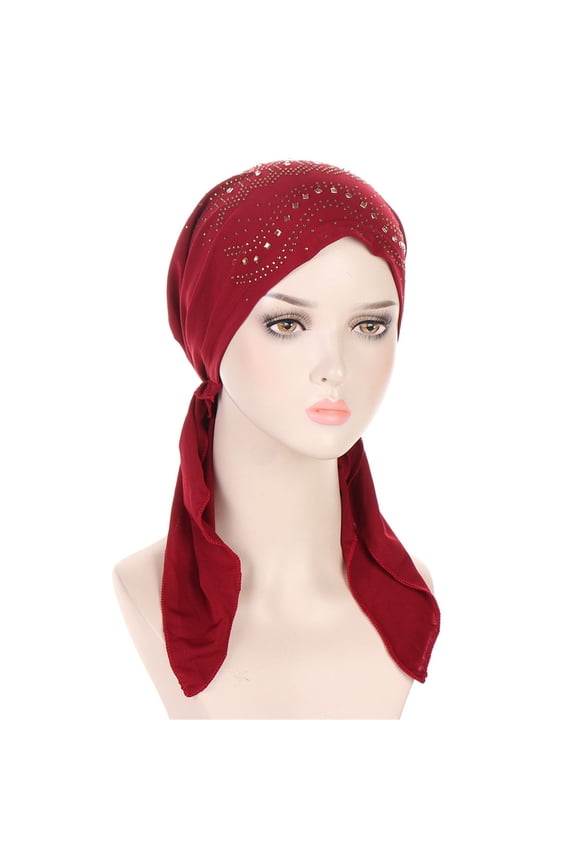 Pre Tied Chemo Head Scarf for Women - Slip On Bandana Headwrap Caps Cancer Turban Sleep Hair Cover Hat Women Hat Hijab Hat with Hat Stretch Multicolor Solid Color Muslim Hijab Hat Base Hat