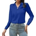 thumbnail image 1 of Holzkary Satin Silk Shirts for Women V Neck Shirts for Satin Tops for Satin Imitation Business Shirts Button Down Shirts for Women Dress Shirts Long Sleeve Blouses Womens Shirts Dark Blue M, 1 of 6