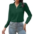 thumbnail image 1 of Holzkary Satin Silk Shirts for Women V Neck Shirts for Satin Tops for Satin Imitation Business Shirts Button Down Shirts for Women Dress Shirts Long Sleeve Blouses Womens Shirts Blackish Green L, 1 of 6