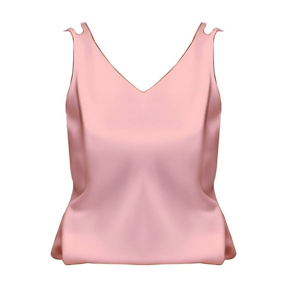 Holzkary Satin Tank Tops for Women Loose Fit Sleeveless V Neck Cami Camisole Blouses Shirt Top V Neck Large Size Suspender Vest In Summer Versatile Temperament Sleeveless Top Pink M