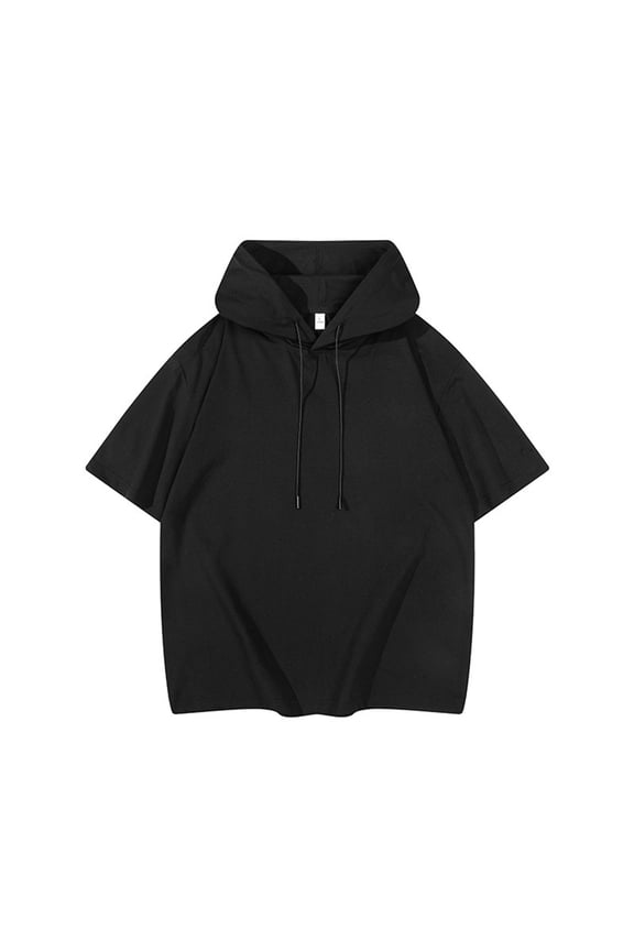 Short Sleeve Hoodies for Women Athletic Tops Summer Sweatshirts Spring Pullover Sports Tops Dressy Casual Short Sleeve Oversized Tshirts Summer Hoodie Tunics Tops Loose Fit Shirts Black L