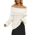 thumbnail image 1 of Holzkary Off The Shoulder Sweater Long Sleeve 2025 New Loose Knitted Sweater for Women One Neck Sweater Oversized Ribbed Knit Fall Pullover Tops Winter Going Out Outfits B M, 1 of 8