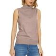 thumbnail image 1 of Holzkary Sleeveless Mock Neck Turtleneck Knit Tops Women Dressy Casual Sweater Vest Business Work Tank Slim Fit Knit Sweaters Sleeveless Sweater Knit Soft Basic Vest Tank Lightweight Khaki Xl, 1 of 8