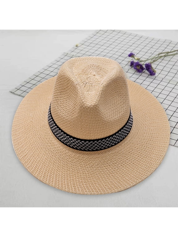 Straw Sun Hats for Men Women, Oversize Panama Hat Wide Brim Summer Headwear with String Beach Outdoor Men’S Or Women's Hat Summer Sun Hat Beach Hat Male Casual Sun Jazz Hat Caps Hat Bucket H