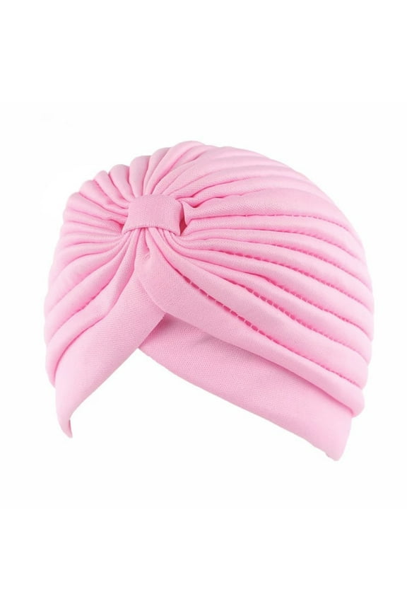 Stretchy Turbans for Women Knot Chemo Cap for Cancer Pleated Headwear Beanie Twisted Head Wrap Hair Loss Hat,Cancer Headwear,Twisted India Hats Pink One size