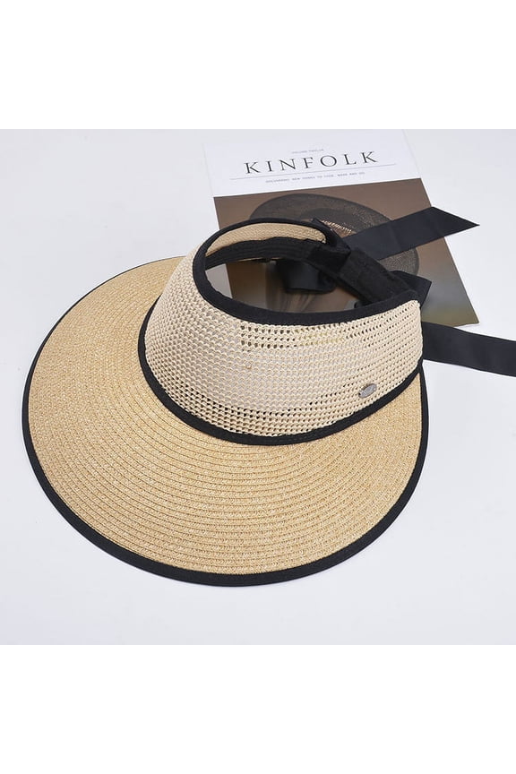 Sun Visor Hats for Womens Uv Upf 50+ Wide Brim Beach Hat Foldable Visor for Womens Ladies Women Casual Wide Brimmed Floppy Foldable Solid Summer Sun Beach Hat Beige One Size