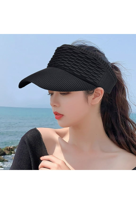 Sun Visor Hats for Womens Uv Upf 50+ Wide Brim Beach Hat Foldable Visor for Womens Sun Hat Spring and Summer Outdoor Sports Duck Cap Student Sun Hat Sunshade Sunscreen Hat Black One Size