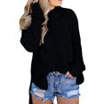 thumbnail image 1 of Holzkary Sweaters for Women Fleece Flannel Fluffy Fuzzy Crewneck Side Slit Solid Color Long Sleeve Base Top Jumpers Chunky Knit Jumpers Winter Warm Fleece Fuzzy Tops Ladies Sweaters Black L, 1 of 1