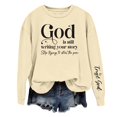thumbnail image 1 of Holzkary Sweatshirts for Women Hoodies God Is Writing Your Story Sweatshirt Grahpic Crewneck Drop Shoulder Shirts Graphic Printed Pullover Top Comfy Fall Winter Outfits Clothes 2025 Fashion Khaki S, 1 of 4