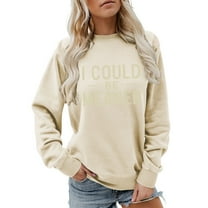 Holzkary Sweatshirts for Women Hoodies I Could Be Meaner Sweatshirt Long Sleeve Shirts Funny Graphic Tees Graphic Printed Pullover Top Comfy Fall Winter Outfits Clothes 2025 Fashion Beige L